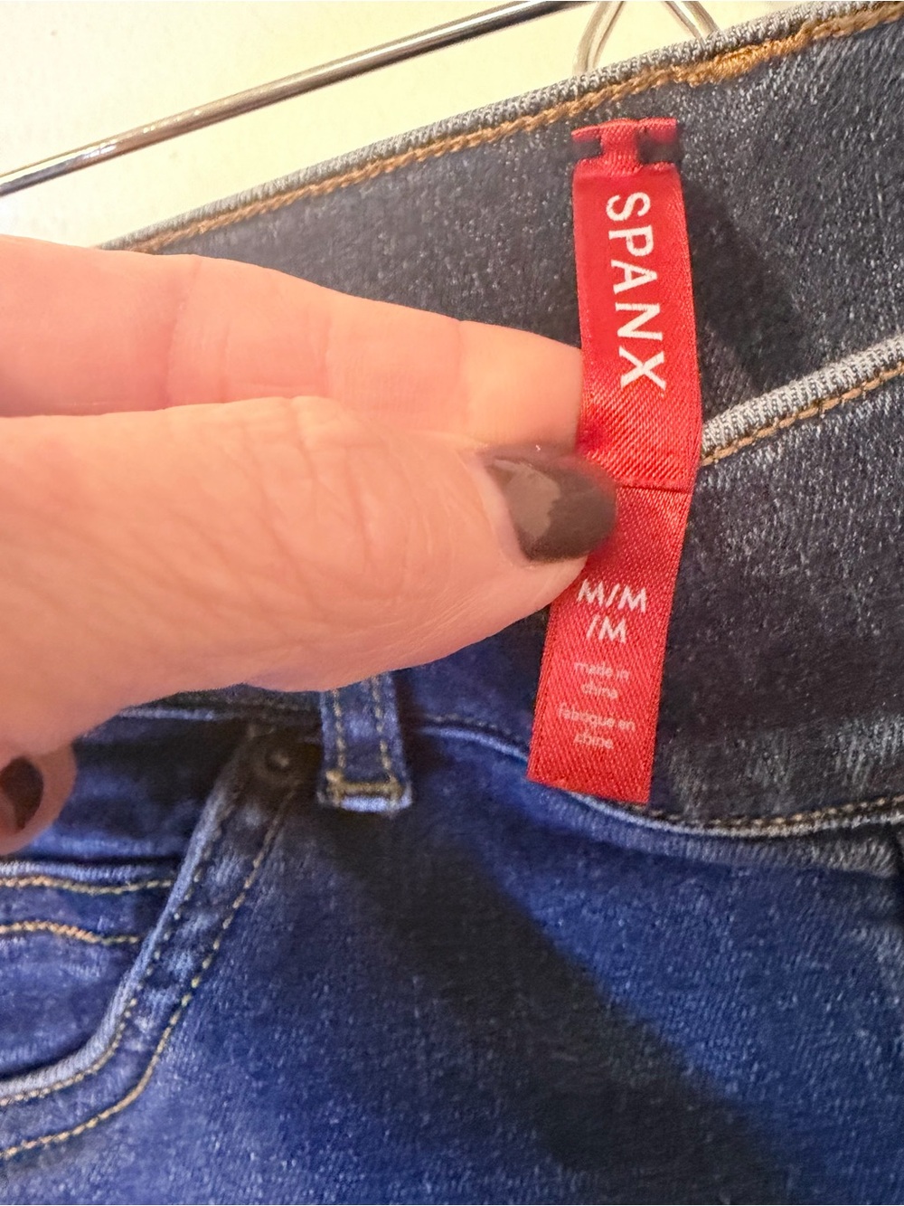 SPANX Ankle Skinny Jeans Size M Medium Midnight Shade Dark Wash Pull-On Shaping - Picture 4 of 10